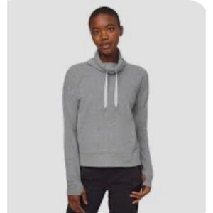 Lululemon go forward fleece cowl neck pullover sz 2 gray athleisure cozy sweater